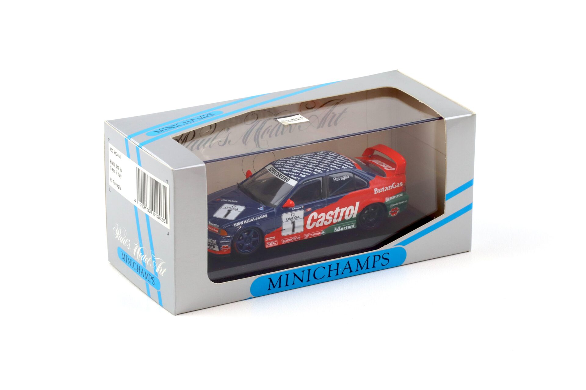 1:43 Minichamps BMW 318is E36 Class 2 Italy #1 Castrol R.Ravaglia