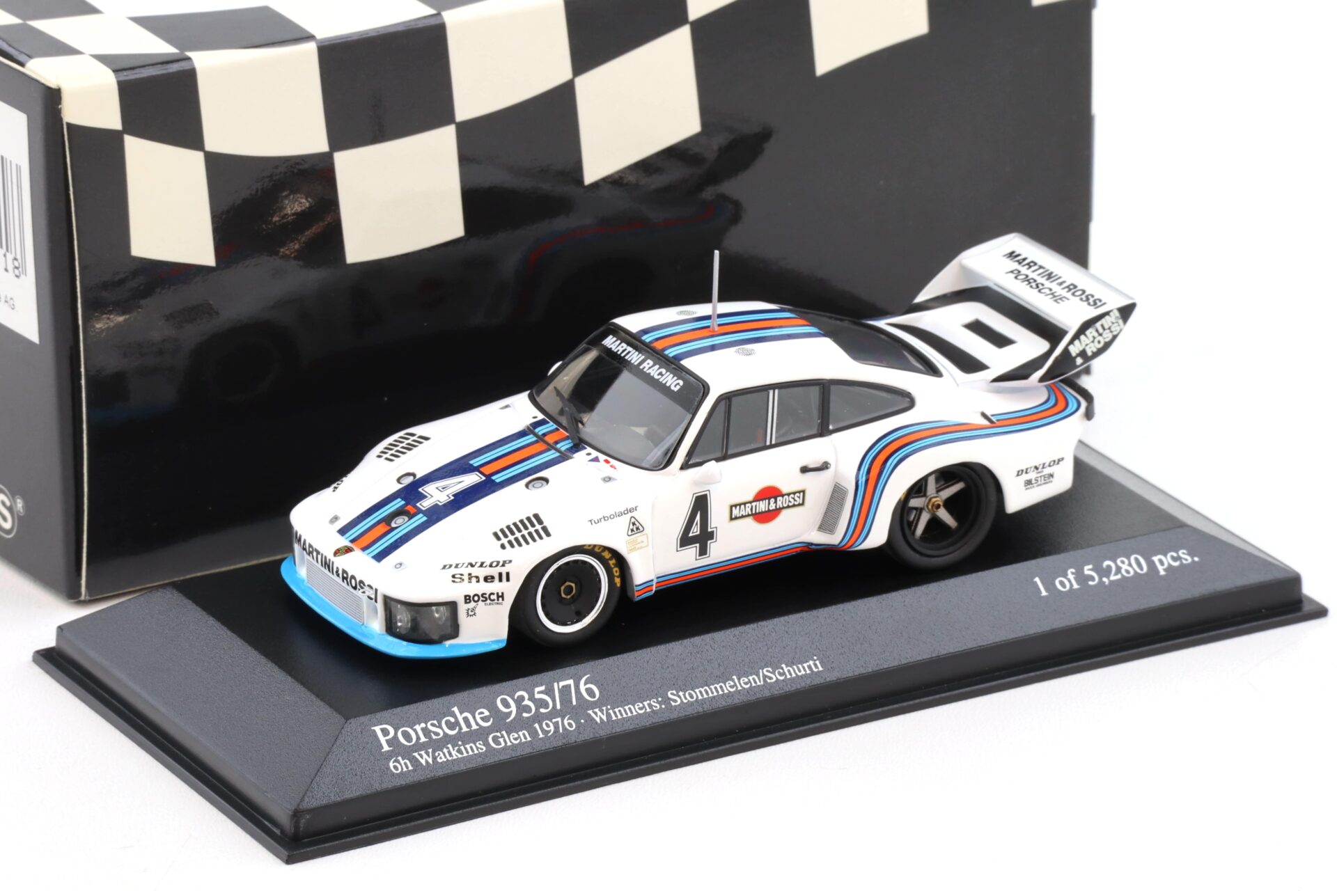 1:43 Minichamps Porsche 935/76 Winner 6h Watkins Glen Stommelen/ Schurti #4 Martini