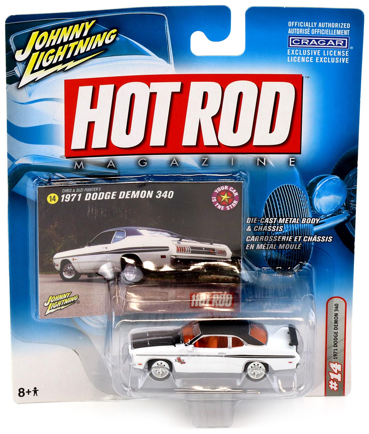 1:64 Johnny Lightning 1971Dodge Demon 340 white/ black Hot Rod