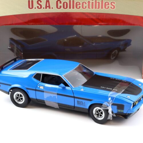 1:18 Sun Star 1971 Ford Mustang Mach 1 Ram Air 351 Coupe Grabber blue