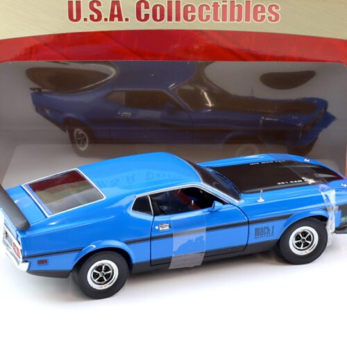 1:18 Sun Star 1971 Ford Mustang Mach 1 Ram Air 351 Coupe Grabber blue
