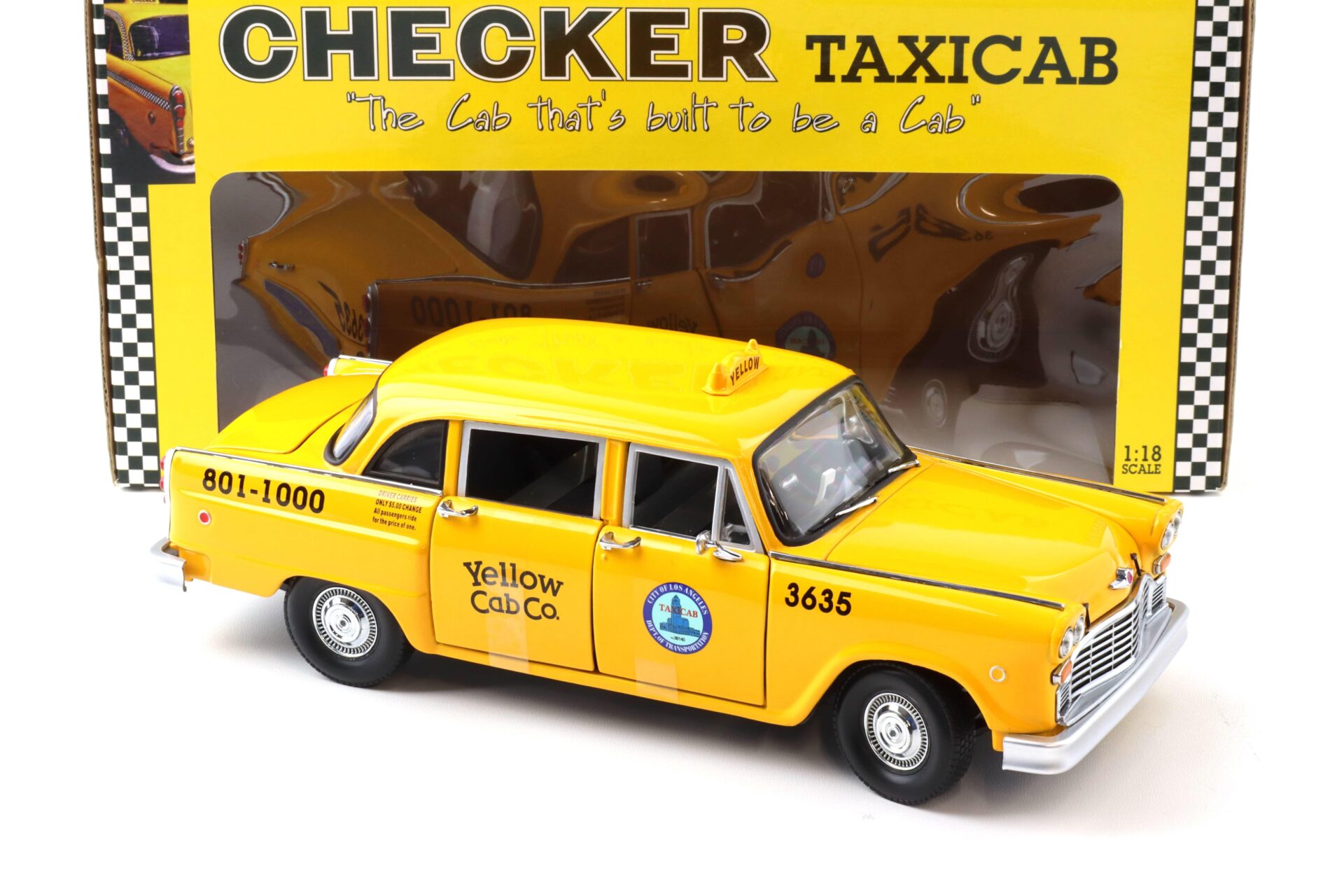 1:18 Sun Star 1981 Los Angeles Checker Cab Yellow Cab co. Taxi yellow