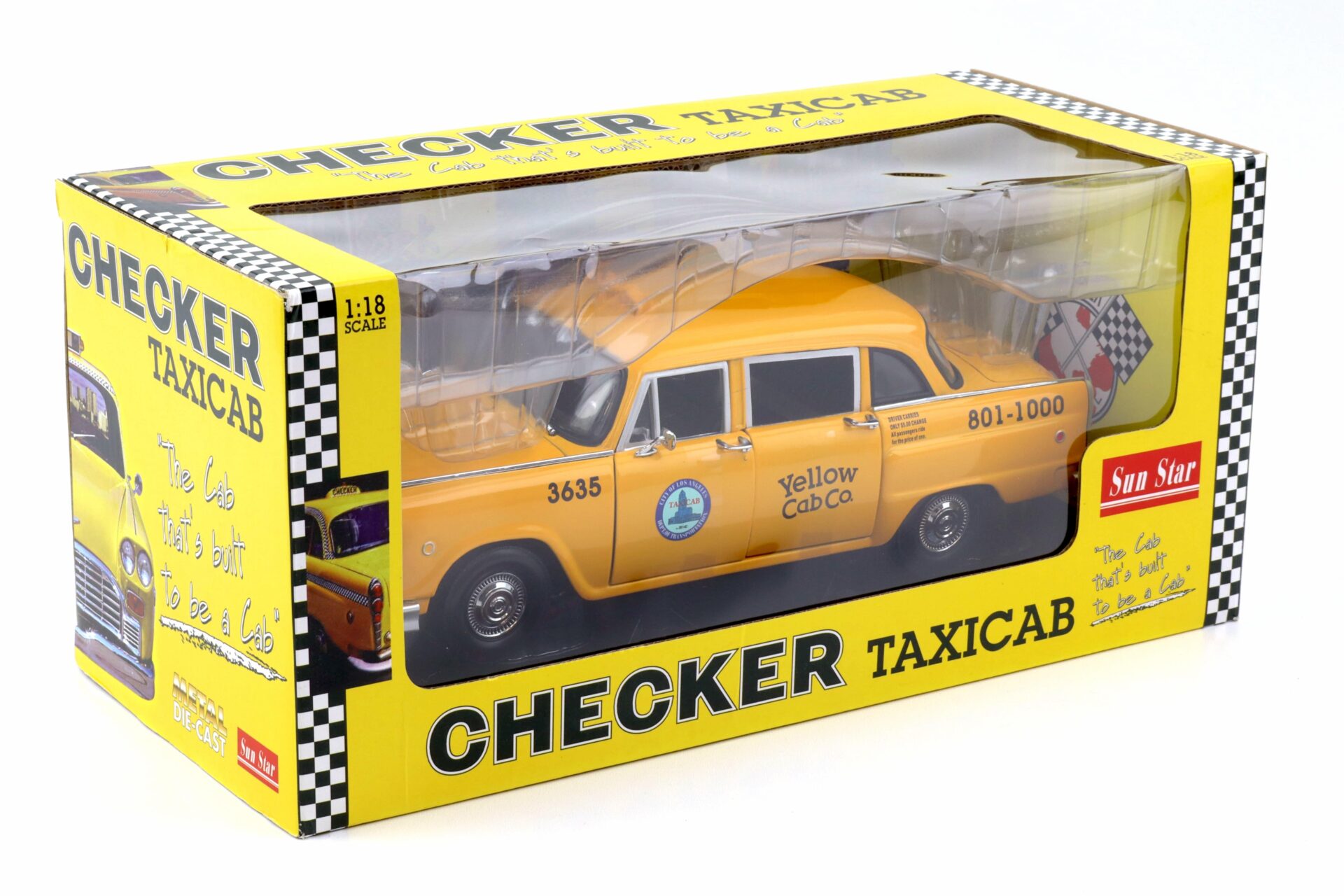 1:18 Sun Star 1981 Los Angeles Checker Cab Yellow Cab co. Taxi yellow