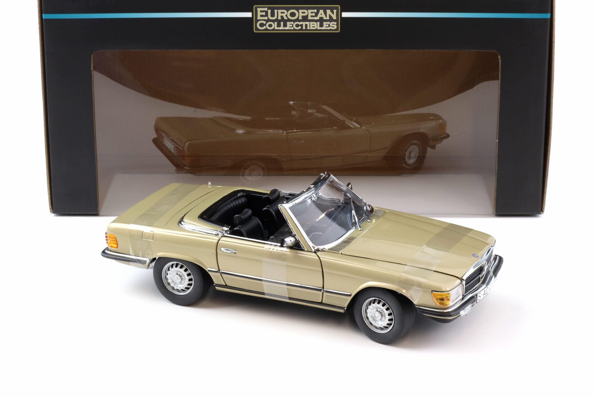 1:18 Sun Star 1977 Mercedes 350SL W107 open Convertible metallic gold