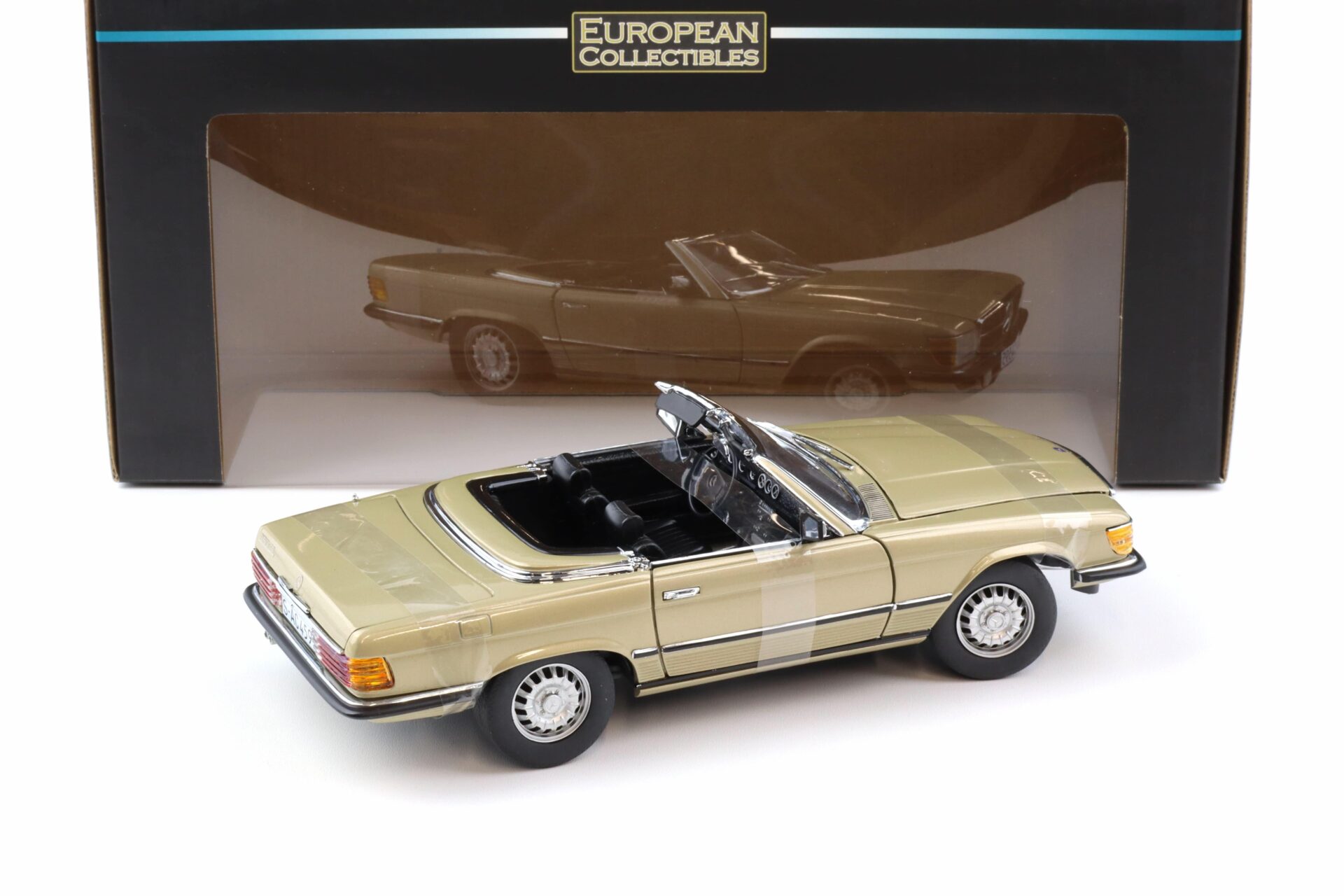 1:18 Sun Star 1977 Mercedes 350SL W107 open Convertible metallic gold