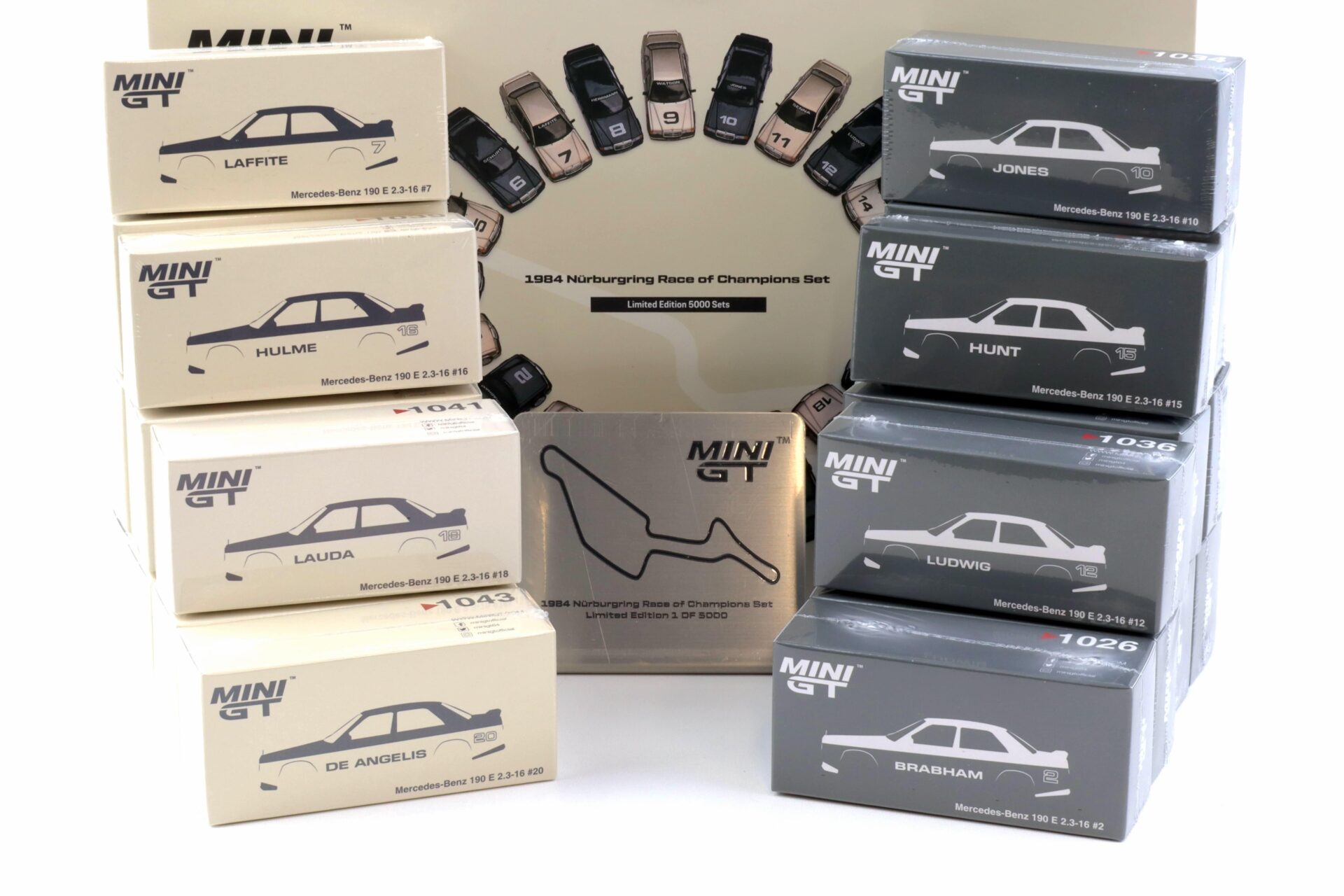 1:64 TSM Mini GT 1984 Nürburgring Race of Champions Set 20 pcs. Mercedes 190E