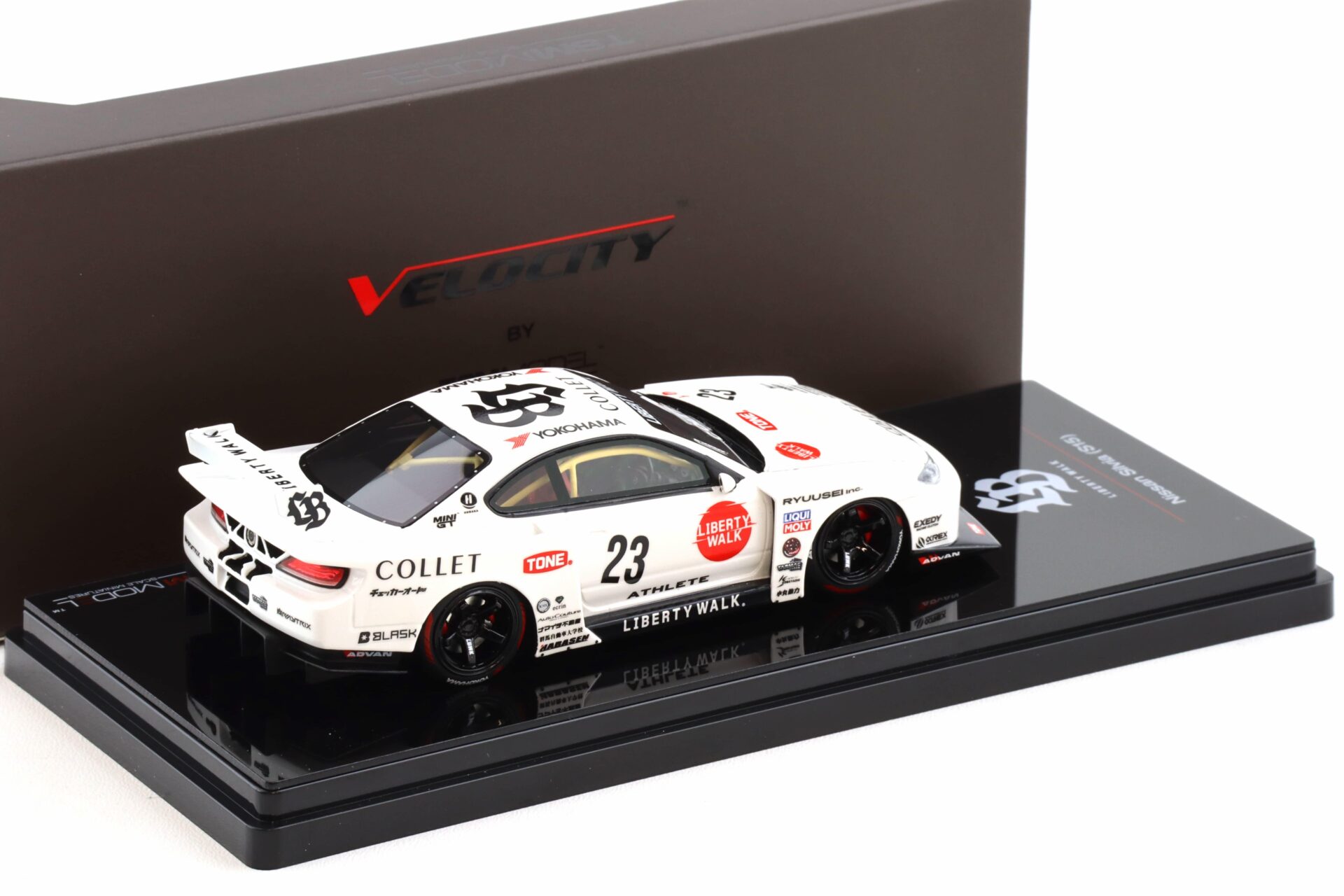 1:43 TSM Model Nissan Silvia S15 LB-Super Silhouette ATHLETE Liberty Walk #23 white