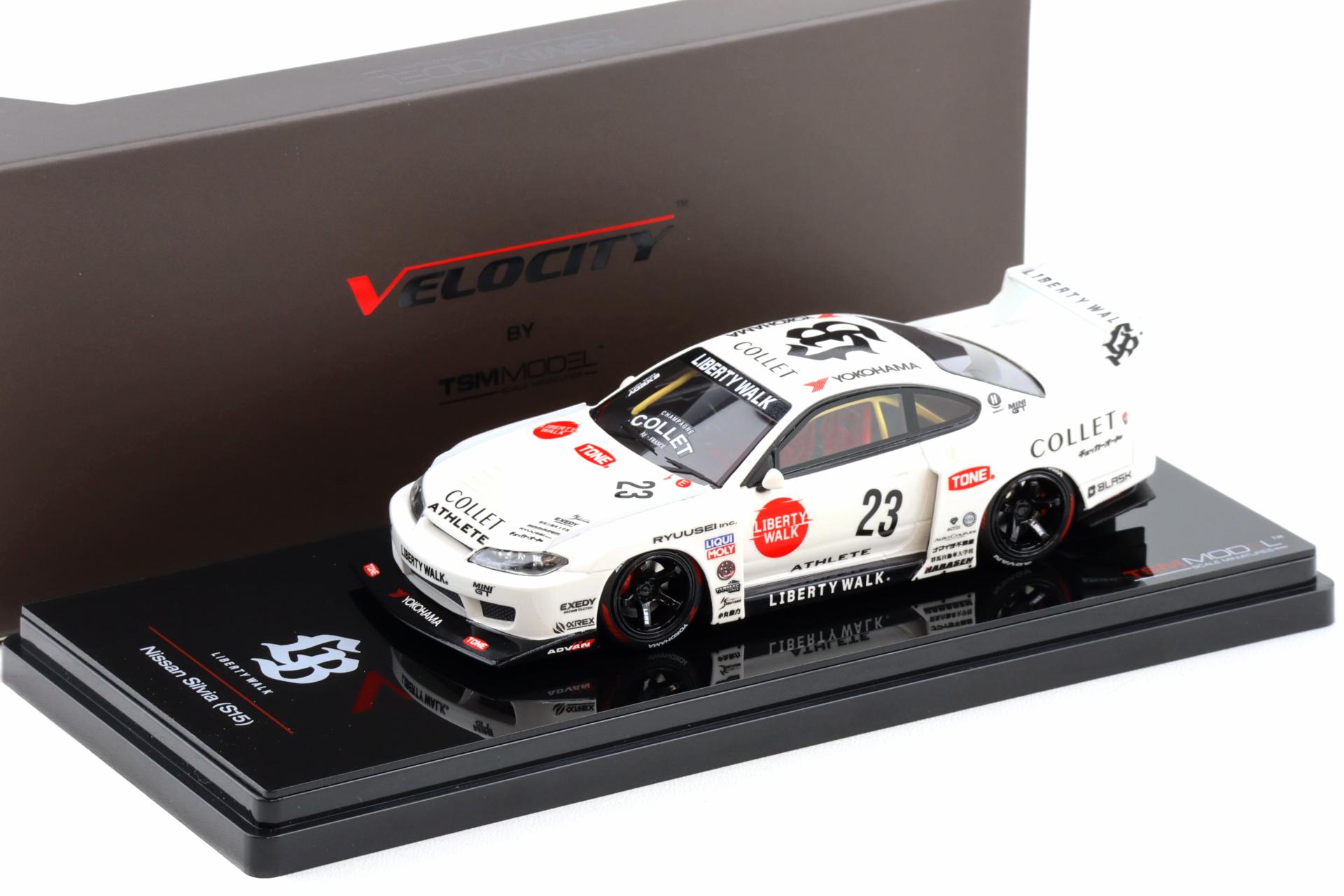 1:43 TSM Model Nissan Silvia S15 LB-Super Silhouette ATHLETE Liberty Walk #23 white
