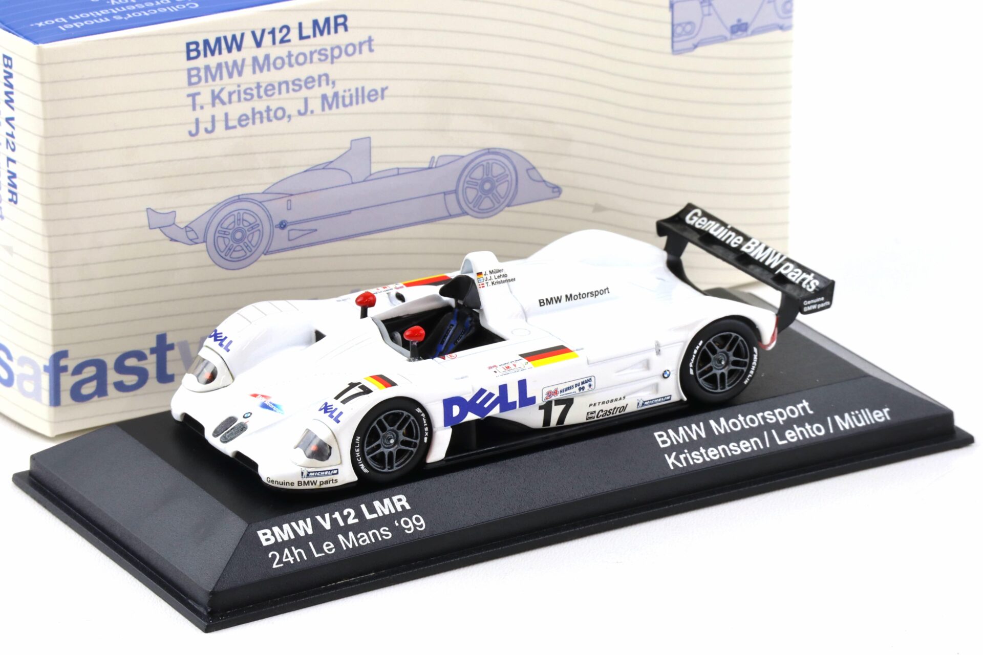 1:43 Minichamps BMW V12 LMR 24h Le Mans 1999 Kristensen #17 DEALER VERSION