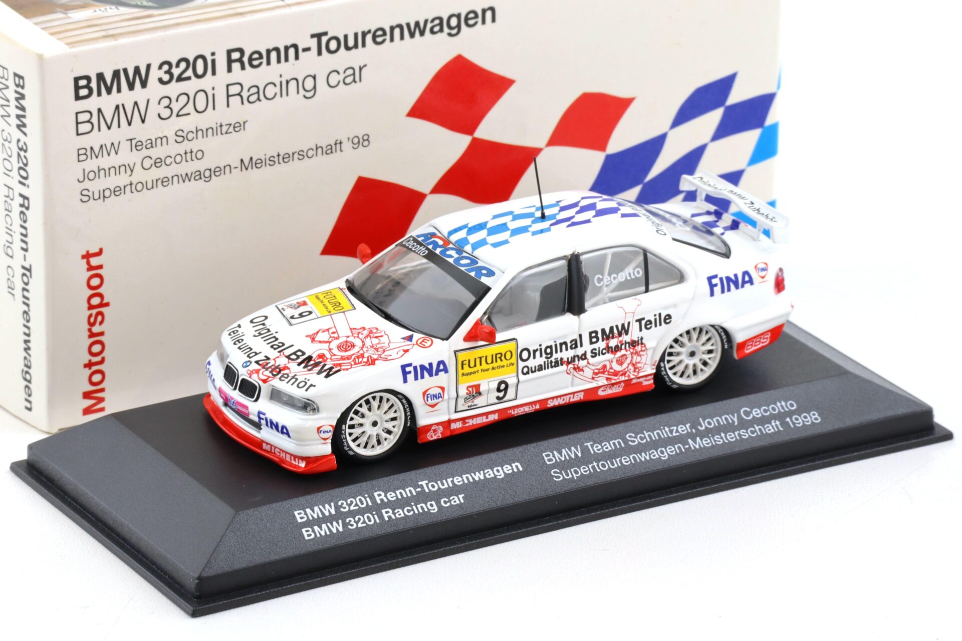 1:43 Minichamps BMW 320i E36 STW 1998 Cecotto #9 Team Schnitzer DEALER VERSION