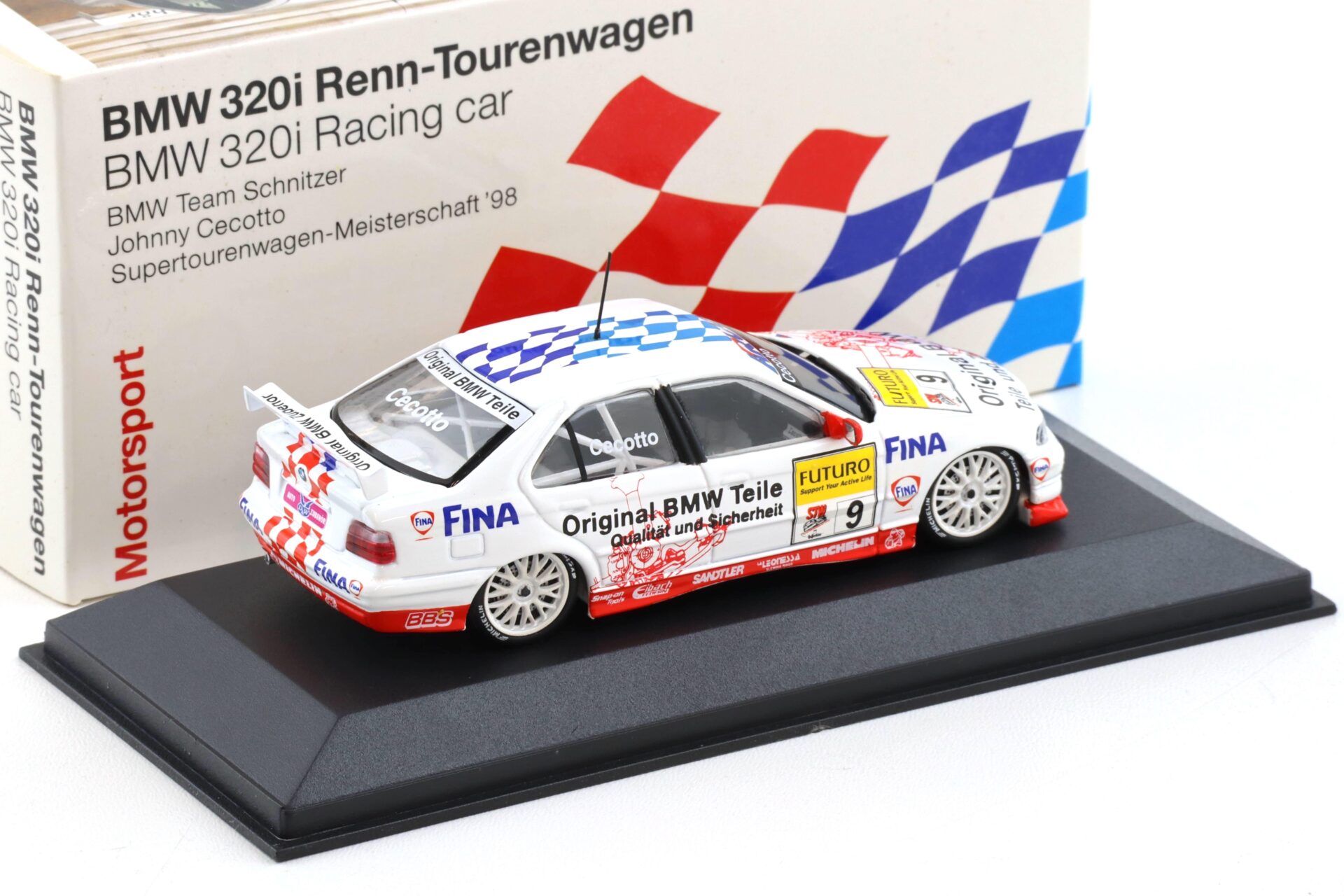 1:43 Minichamps BMW 320i E36 STW 1998 Cecotto #9 Team Schnitzer DEALER VERSION