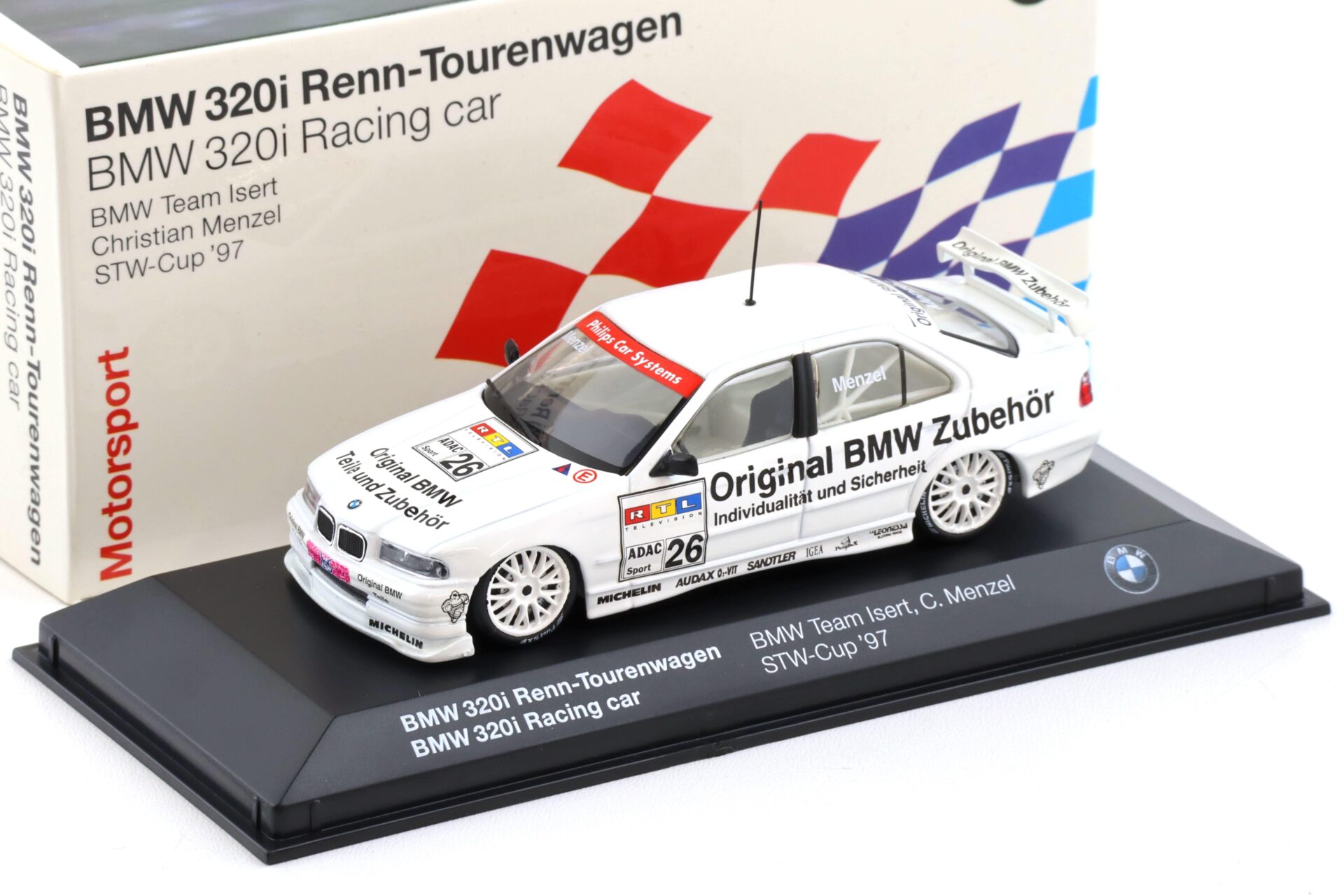 1:43 Minichamps BMW 320i E36 STW 1997 Menzel #26 Team Isert DEALER VERSION