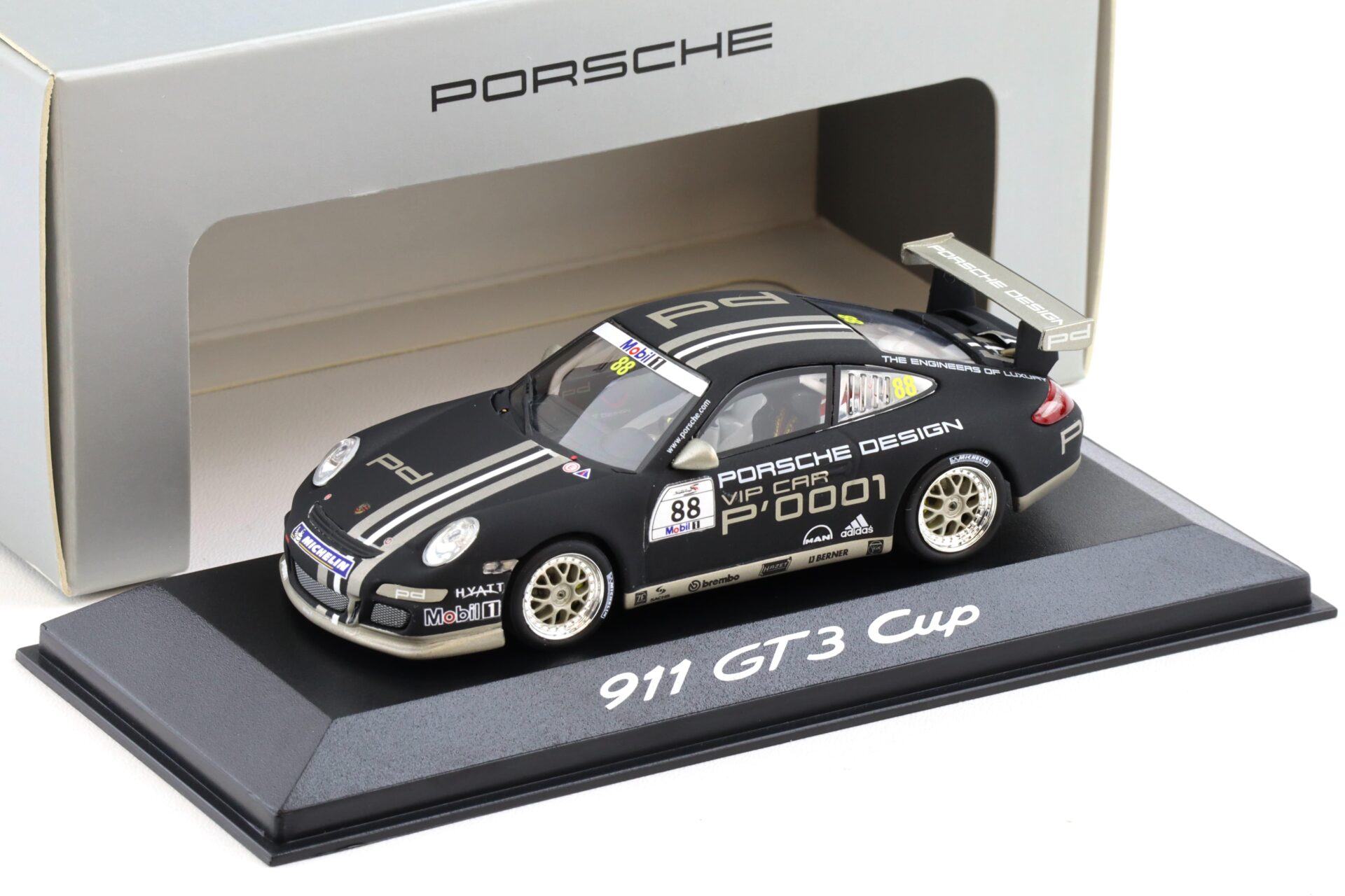 1:43 Minichamps Porsche 911 997 GT3 CUP VIP CAR #88 black WAP DEALER