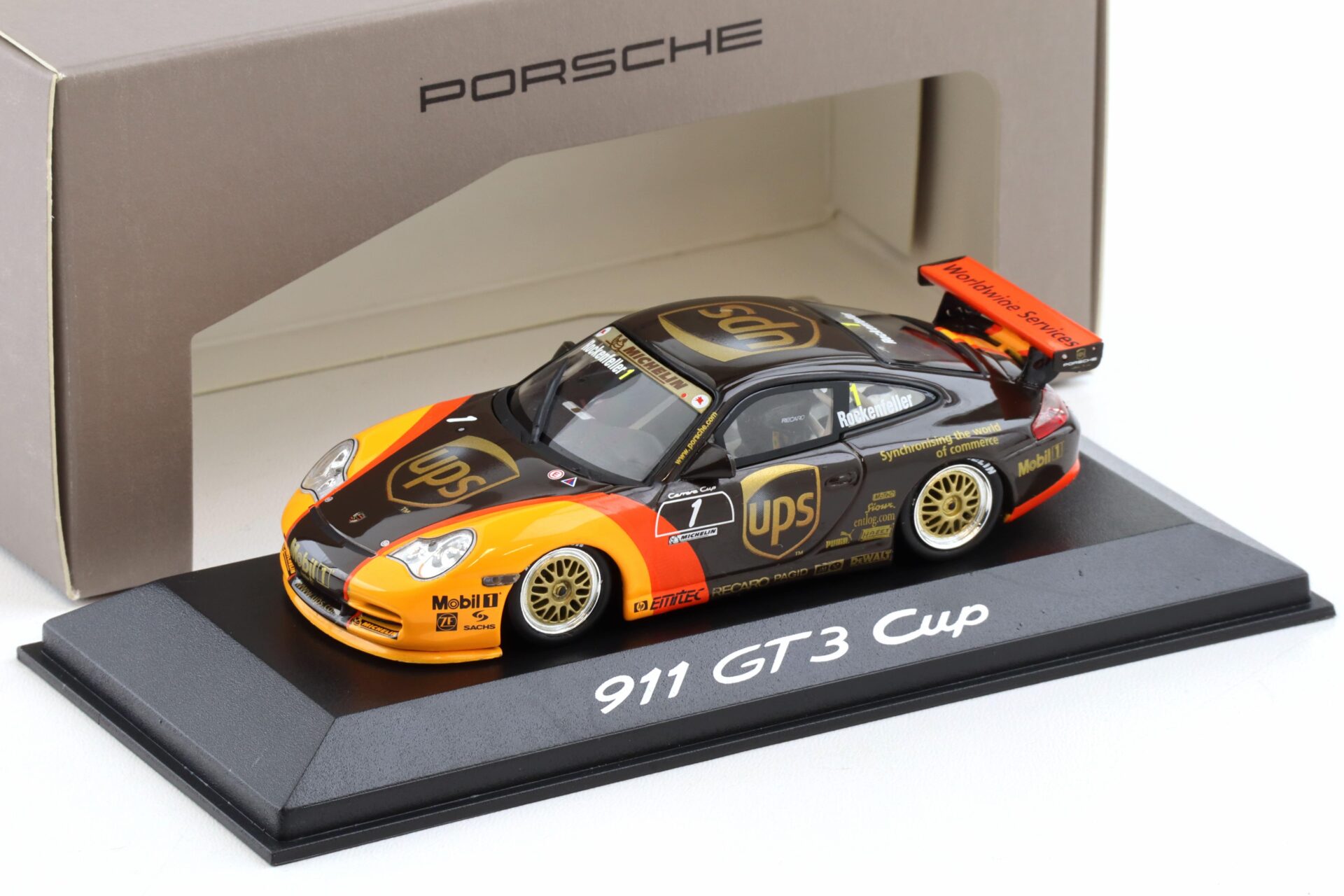 1:43 Minichamps Porsche 911 996 GT3 CUP #1 UPS Rockenfeller WAP DEALER