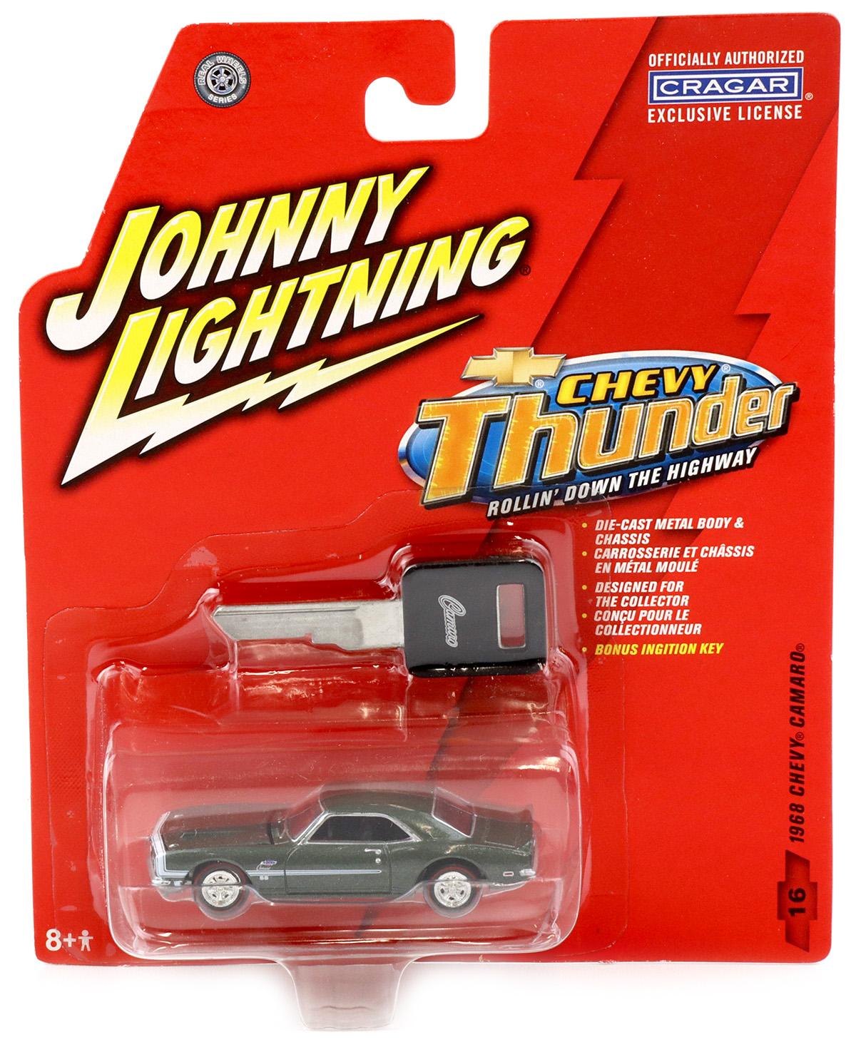 1:64 Johnny Lightning 1968 Chevy Camaro green metallic Chevy Thunder