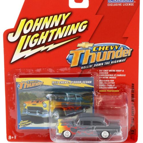 1:64 Johnny Lightning 1955 Chevy 2-Door Sedan grey Chevy Thunder