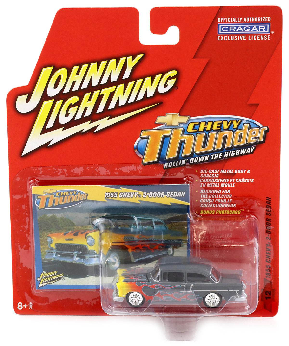 1:64 Johnny Lightning 1955 Chevy 2-Door Sedan grey Chevy Thunder