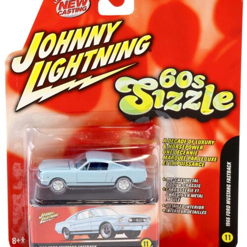 1:64 Johnny Lightning 1966 Ford Mustang Fastback light blue 60s Sizzle