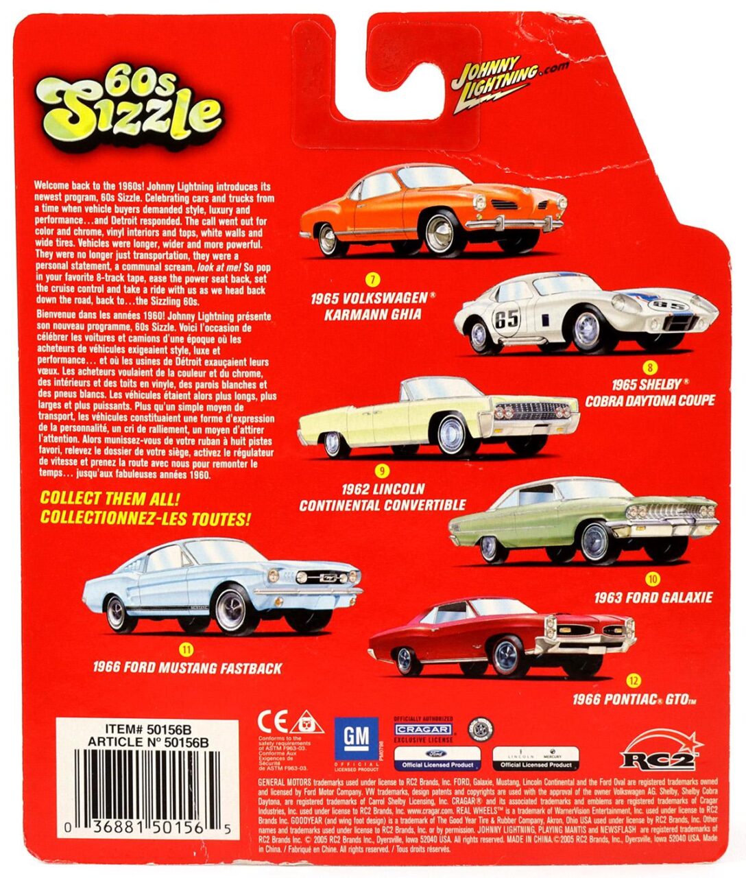 1:64 Johnny Lightning 1965 Shelby Cobra Daytona Coupe #65 White 60s Sizzle