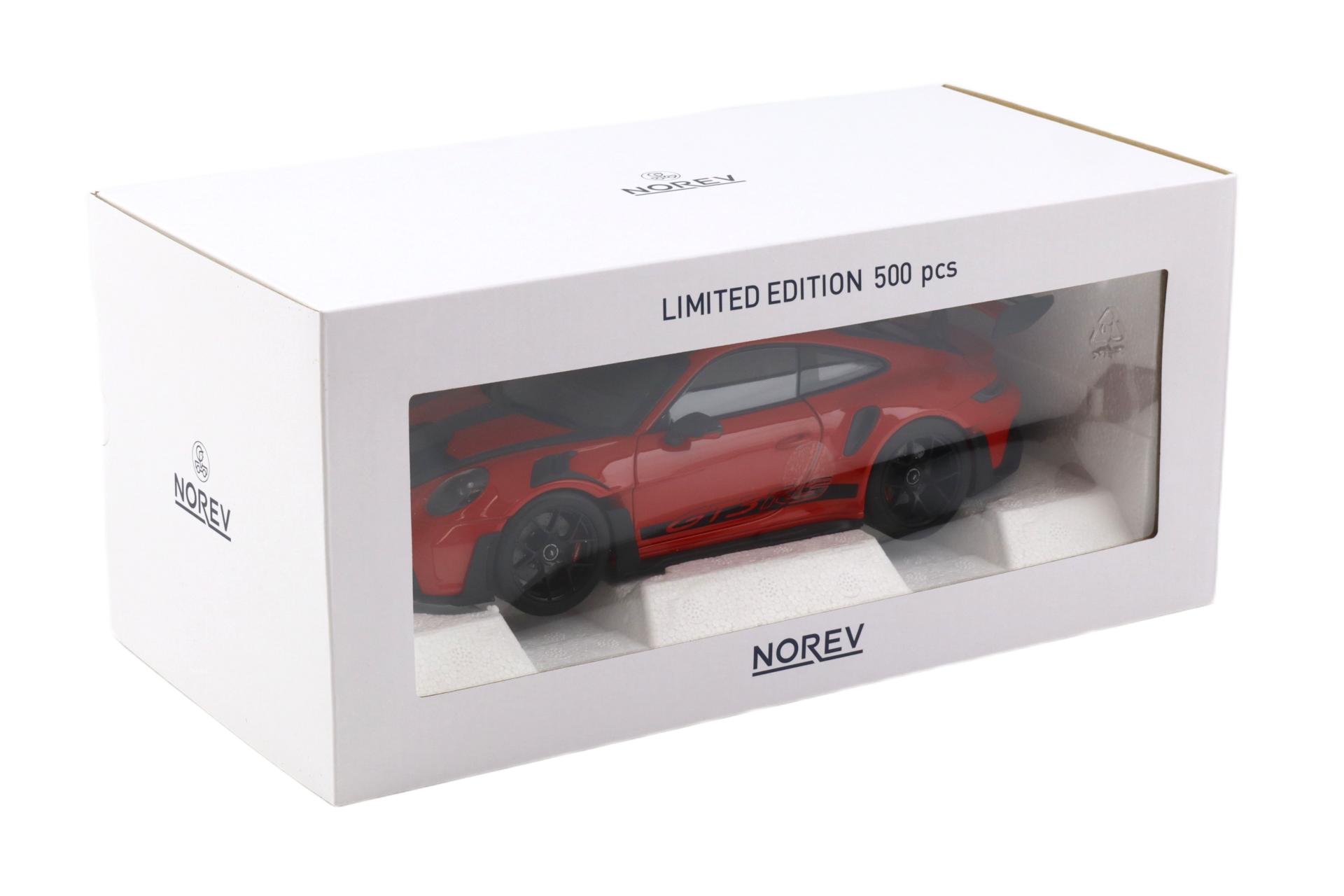 1:18 Norev Porsche 911 (992) GT3 RS Weissach Package 2022 Indisch red/ black wheels