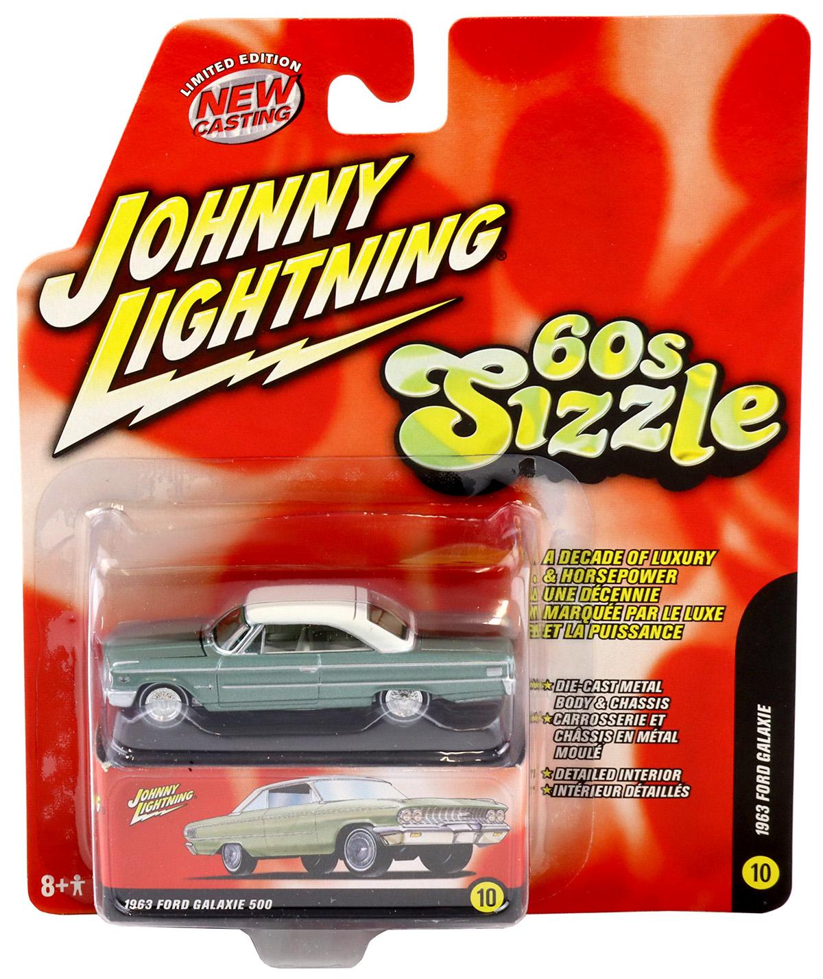 1.64 Johnny Lightning 1963 Ford Galaxie green/ white metallic 60s Sizzle