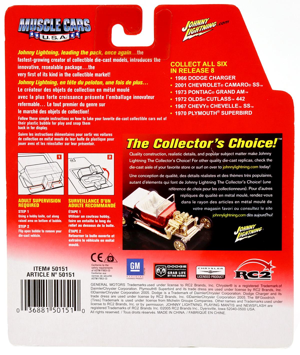 1:64 Johnny Lightning 1973 Pontiac Grand Am silver metallic Muscle Cars U.S.A.