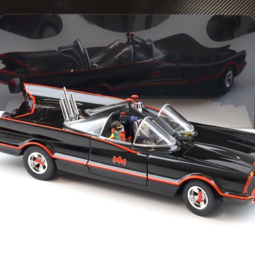 1:18 Hot Wheels BATMAN Classic TV Series Batmobile with Batman + Robin black
