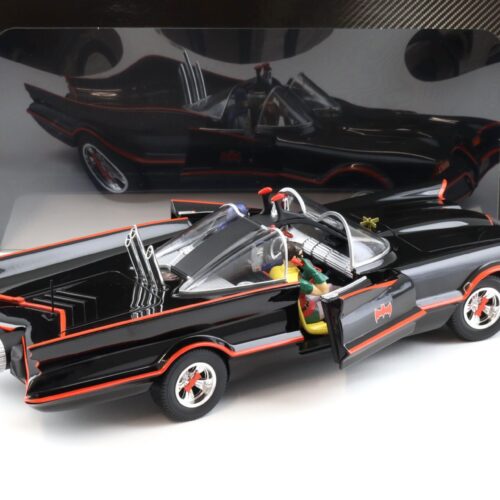 1:18 Hot Wheels BATMAN Classic TV Series Batmobile with Batman + Robin black