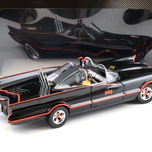 1:18 Hot Wheels BATMAN Classic TV Series Batmobile with Batman + Robin black