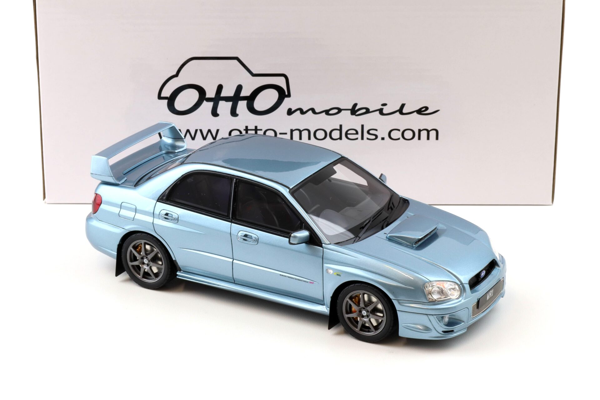 1:18 OTTO mobile OT1114 Subaru Impreza WRX STI WR1 Solberg Edition Ice blue metallic