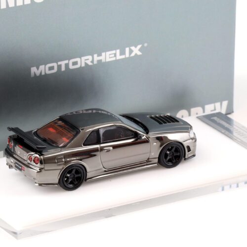 1:64 Motorhelix Nissan Skyline GT-R R34 Nismo Electro. Gun Metal HEC EXPO