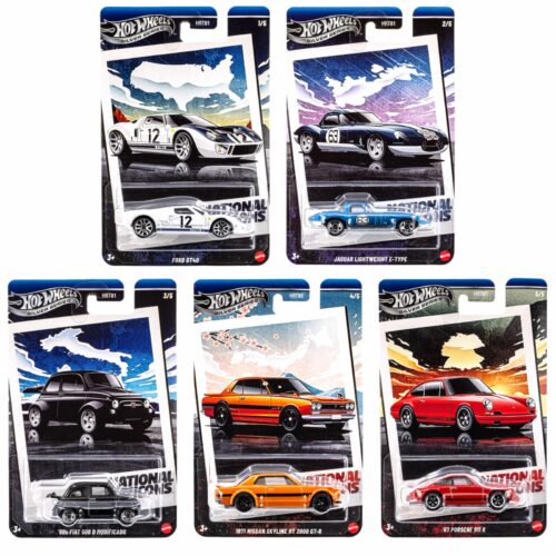 1:64 Hot Wheels 2025 National Icons SET 5 pcs. HRT81-979G Porsche, Abarth, Ford