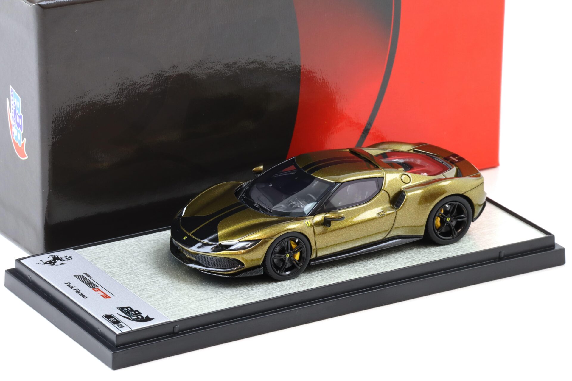 1:43 BBR Ferrari 296 Assetto Fiorano Verde Volterra/ gloss black stripe - Limited 20 pcs.