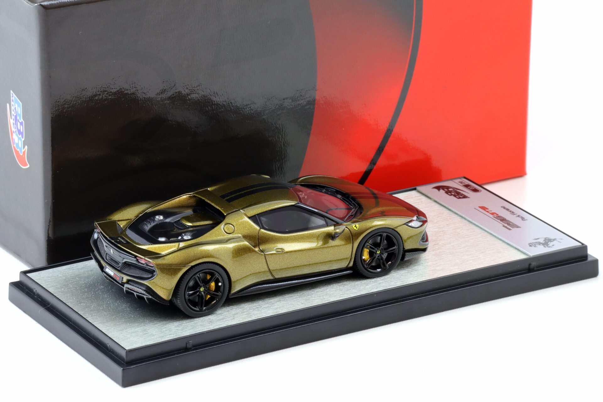 1:43 BBR Ferrari 296 Assetto Fiorano Verde Volterra/ gloss black stripe - Limited 20 pcs.