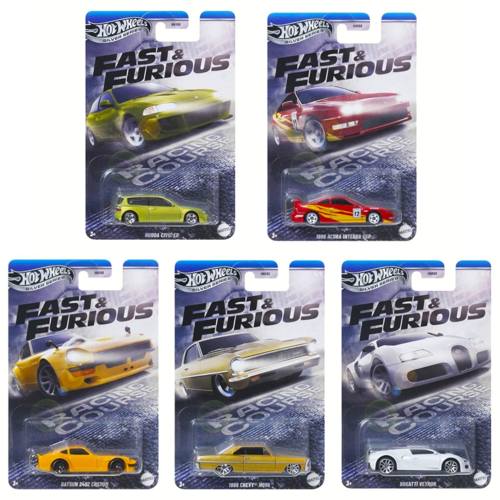 1:64 Hot Wheels 2025 Fast & Furious Racing Course SET 5 pcs. 979K Honda, Bugatti