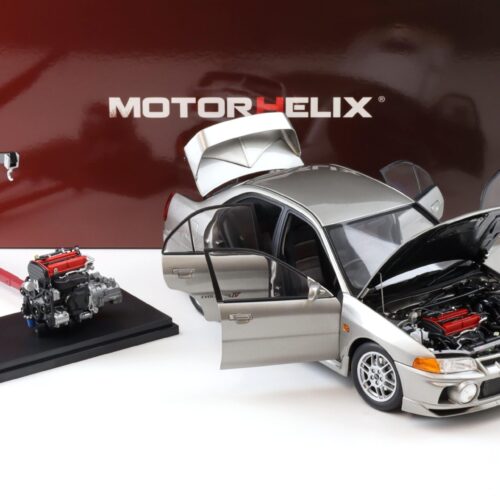 1:18 Motorhelix Mitsubishi Lancer EVO 4 IV Steel silver 1999 with engine M84001