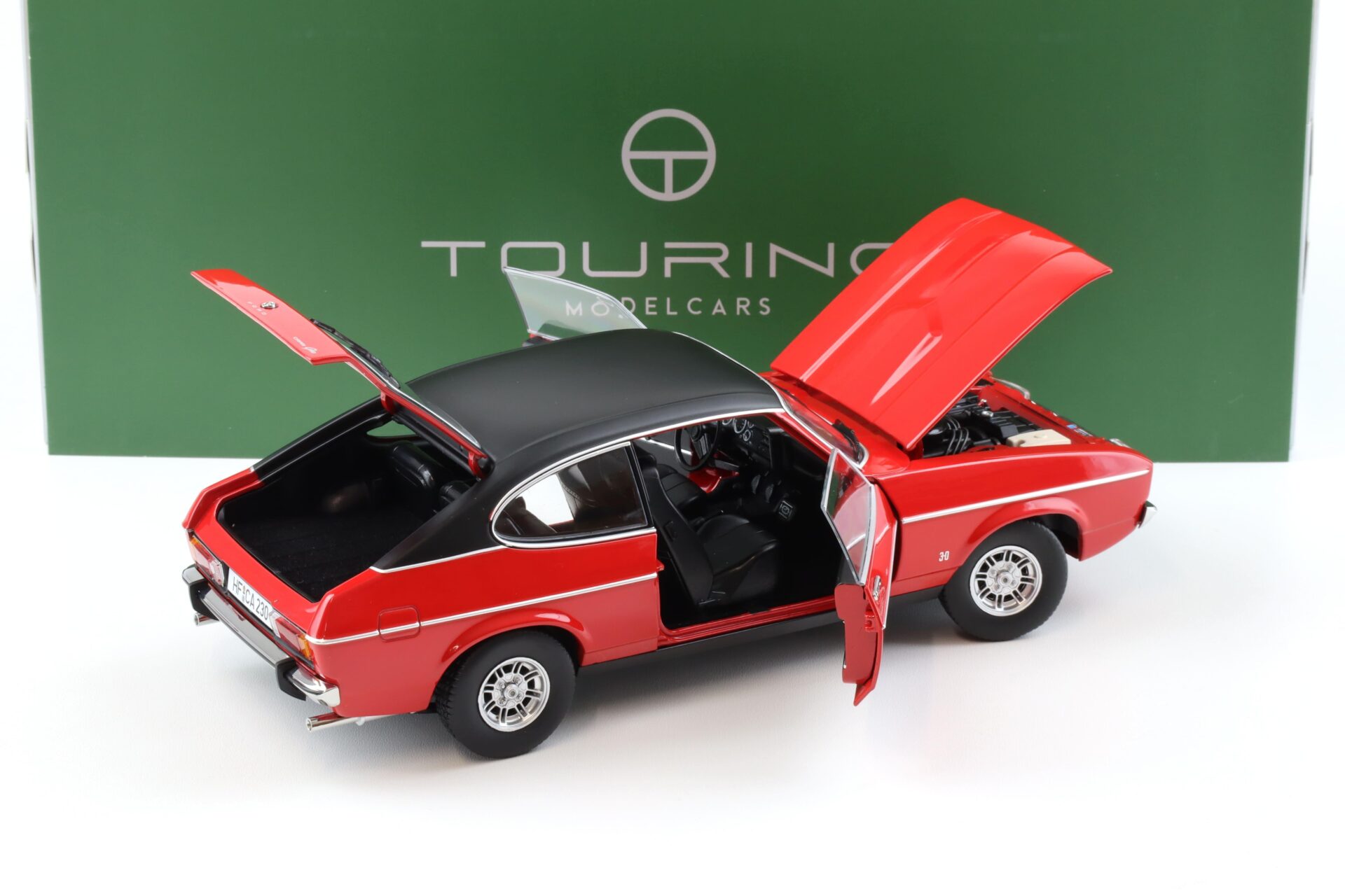 1:18 Touring Modelcars Ford Capri II Ghia 3.0 (1974-1977) Spanish red with Vinyl top black