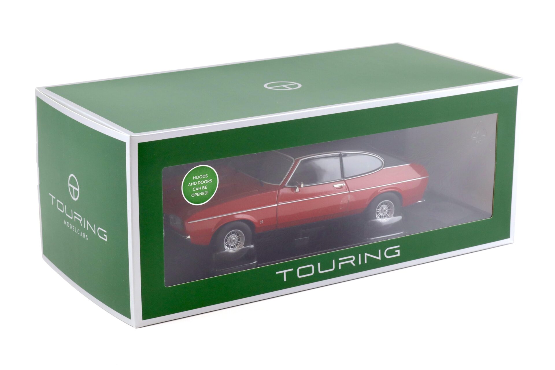 1:18 Touring Modelcars Ford Capri II Ghia 3.0 (1974-1977) Spanish red with Vinyl top black