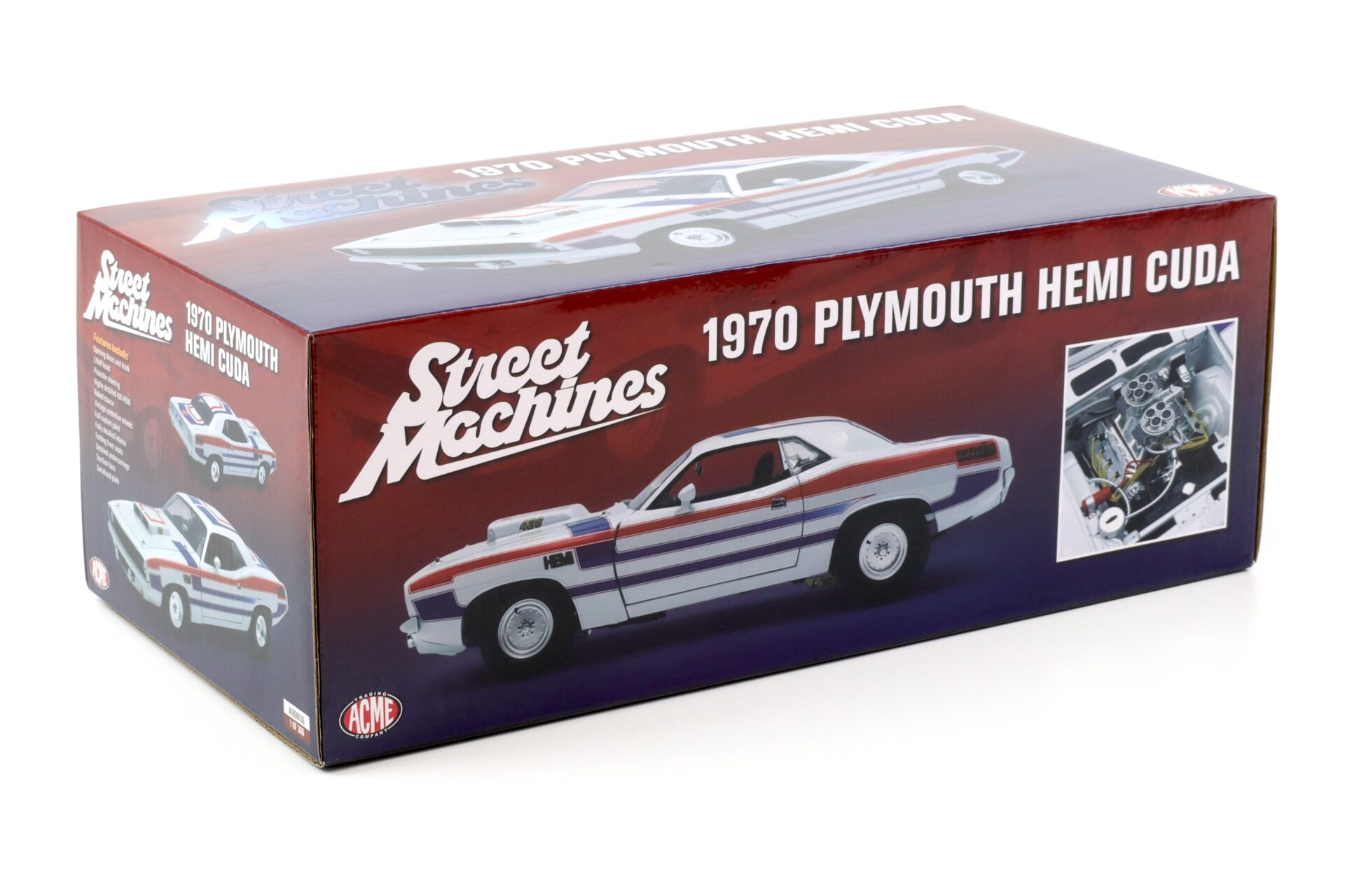 1:18 ACME 1970 Plymouth Hemi Cuda 426 Coupe Street Machine white/blue/red