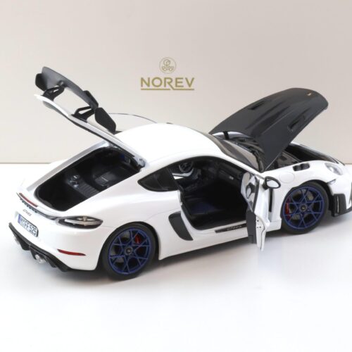 1:18 Norev ASIA Exclusive Porsche Cayman GT4 RS Weissach Package white/ indigo blue