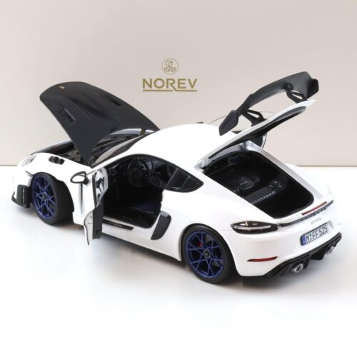 1:18 Norev ASIA Exclusive Porsche Cayman GT4 RS Weissach Package white/ indigo blue