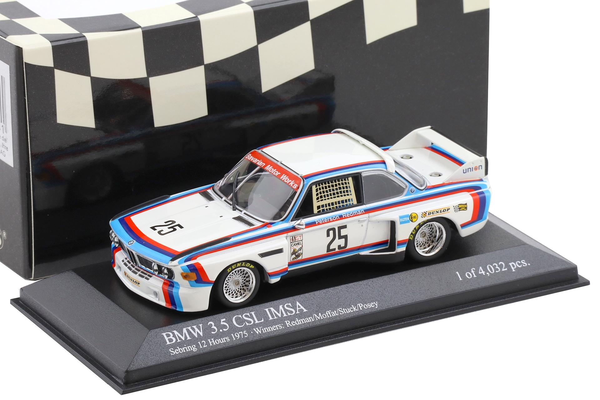 1:43 Minichamps BMW 3.5 CSL IMSA Sebring 12h 1975 Redman/ Moffat/Stuck #25
