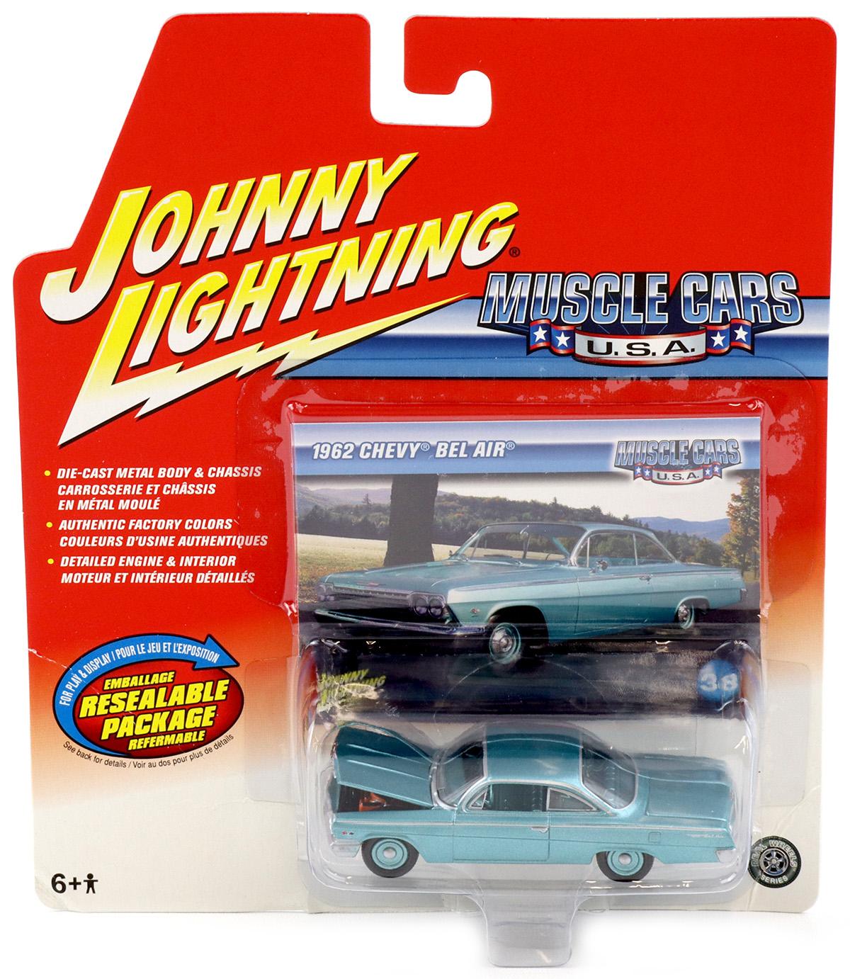 1;64 Johnny Lightning 1962 Chevy Bel Air turquoise metallic Muscle Cars U.S.A.