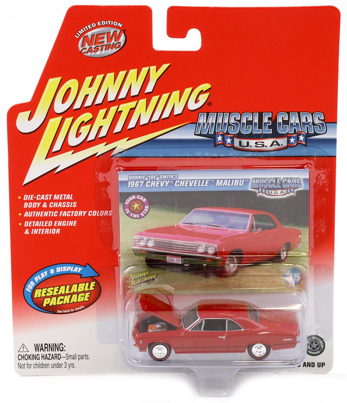 1:64 Johnny Lightning 1967 Chevy Chevelle red Malibu Muscle Cars U.S.A