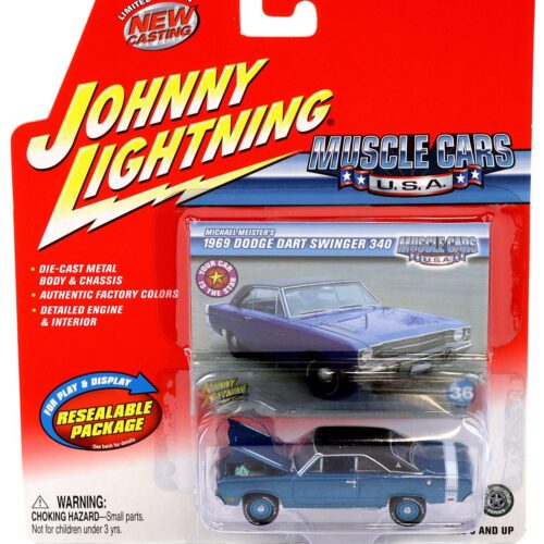 1:64 Johnny Lightning 1969 Dodge Dart Swinger 340 blue/ black metallic Muscle Cars U.S.A.