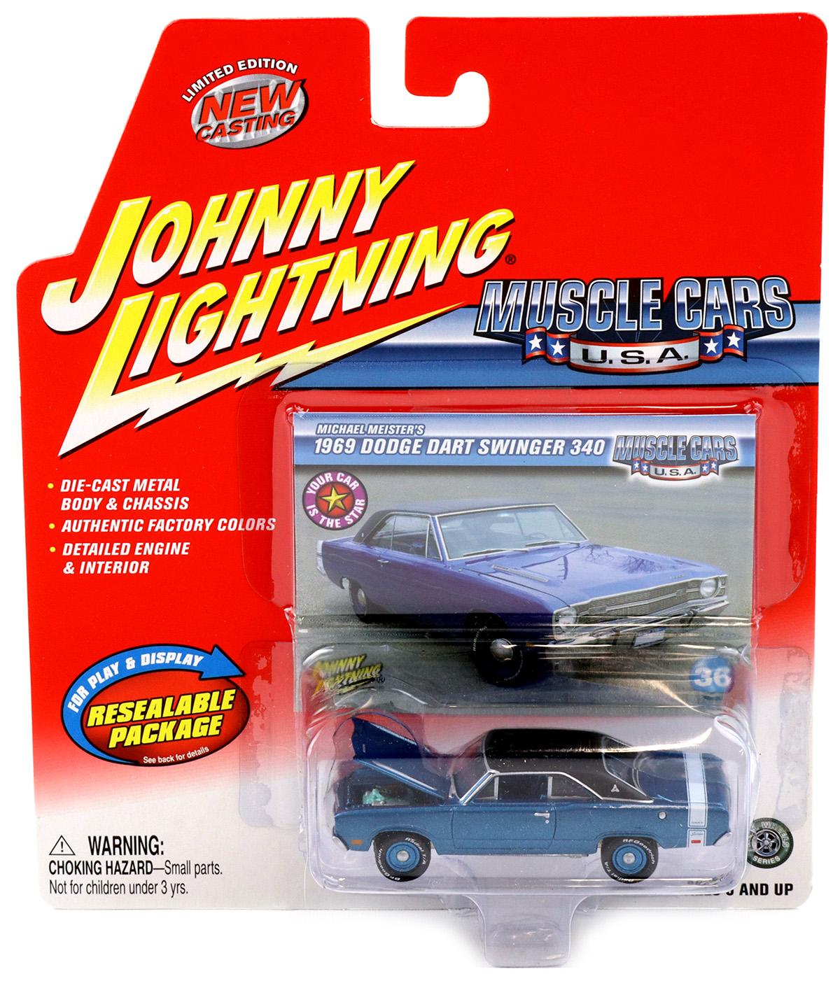 1:64 Johnny Lightning 1969 Dodge Dart Swinger 340 blue/ black metallic Muscle Cars U.S.A.