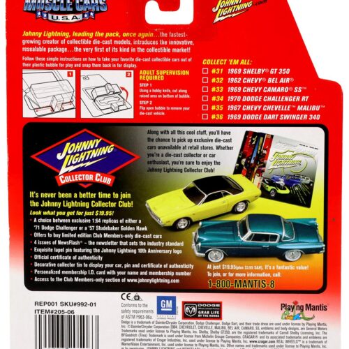 1:64 Johnny Lightning 1969 Chevy Camaro SS dark burgundy/ white Muscle Cars U.S.A.