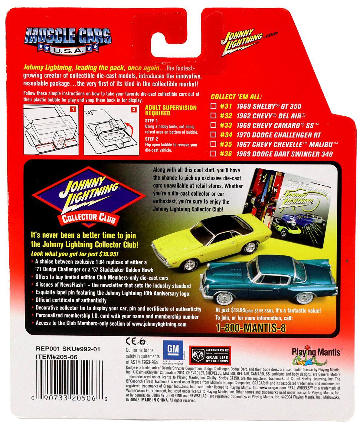 1:64 Johnny Lightning 1969 Chevy Camaro SS dark burgundy/ white Muscle Cars U.S.A.