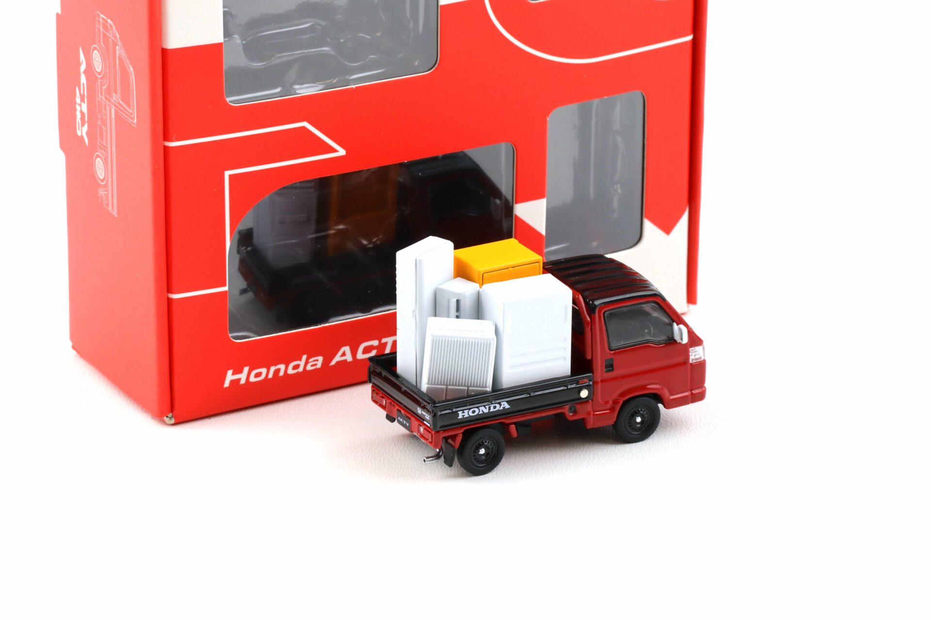1:64 Motorhelix Honda ACTY Truck Town Spirit Style Flame red x black
