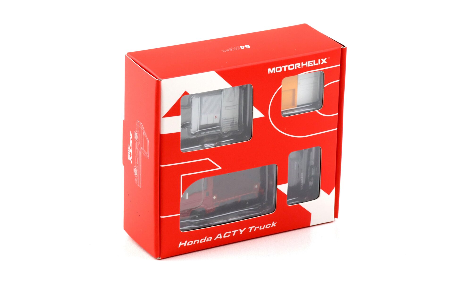 1:64 Motorhelix Honda ACTY Truck Town Spirit Style Flame red x black